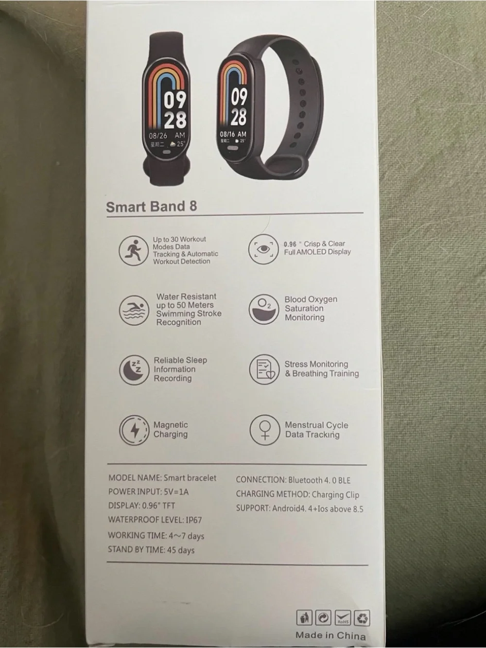 Black Silicone Fitness Smartwatch Band
